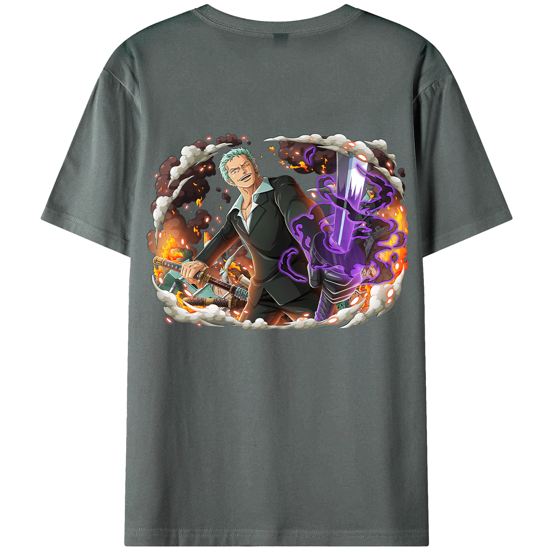 ワンピース ロロノア・ゾロ ONE PIECE Roronoa Zoro 綿100％半袖Tシャツ（背面プリント）